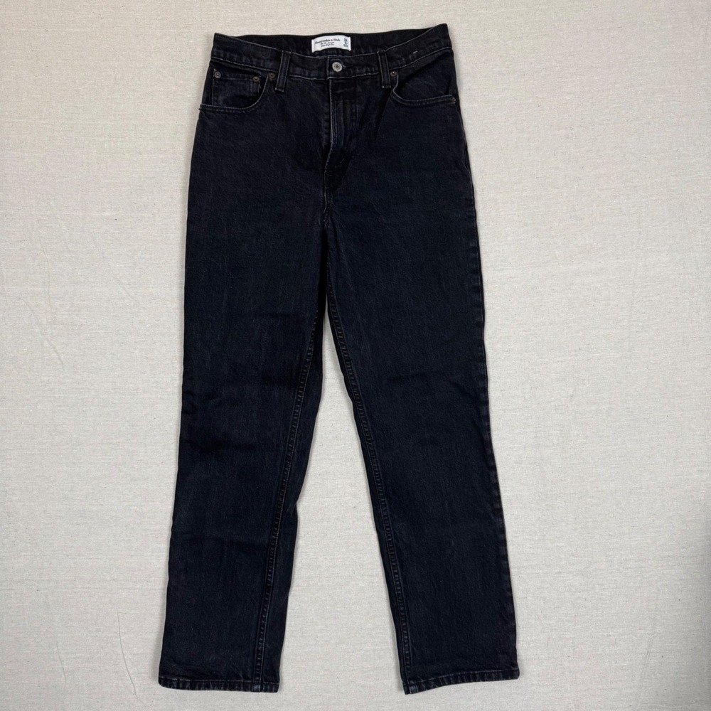 Abercrombie & Fitch 90s Straight Jeans 28/6s 29x26.5 Black Ultra High Rise Retro